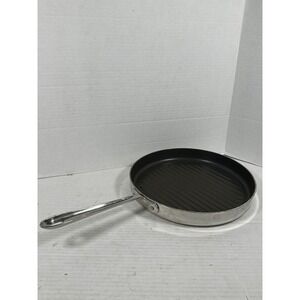 All-Clad Nonstick Round Grill Pan Stainless Steel Ridged Skillet Silver Black‎